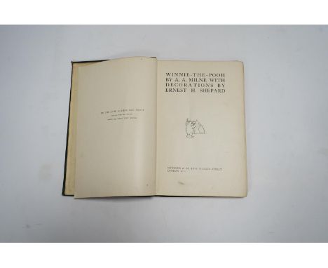 ° ° Milne, A.A. – Winnie-The-Pooh, first edition, 8vo, numerous illustrations (by Ernest H. Shepard), pictorial map on e/ps, 