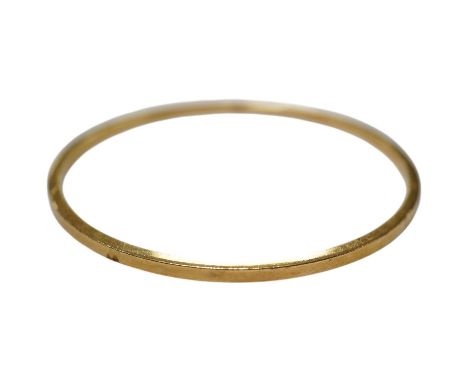 A yellow metal bangle, 5.3 grams, Condition - fair