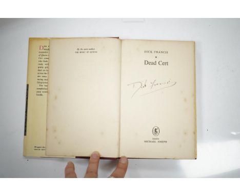 ° ° Francis, Dick - Dead Cert. First Edition (signed by author on title, his first book). publisher's cloth and d/wrapper. Mi