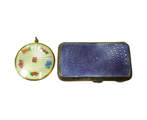 A George V silver and guilloche enamel cigarette case, Henry Clifford Davis, Birmingham, 1917, 84mm, together with a silver a