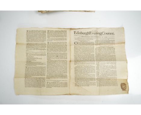 ° ° The Edinburgh Evening Courant - 52 various issues, 1742-52. small broadsheet of 4pp. with double column printing; uniform