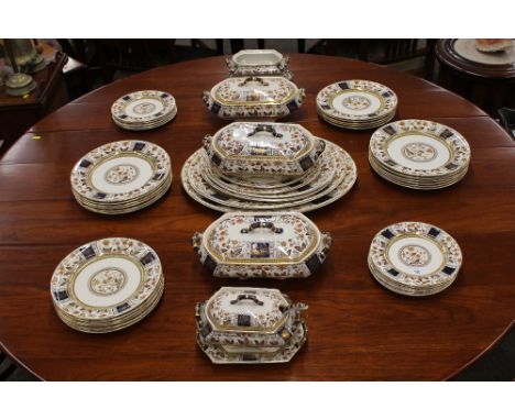 A Sampson Hancock&nbsp;&amp; Sons of Stoke Victorian dinner service,&nbsp;in the "Norman" floral pattern comprising six platt
