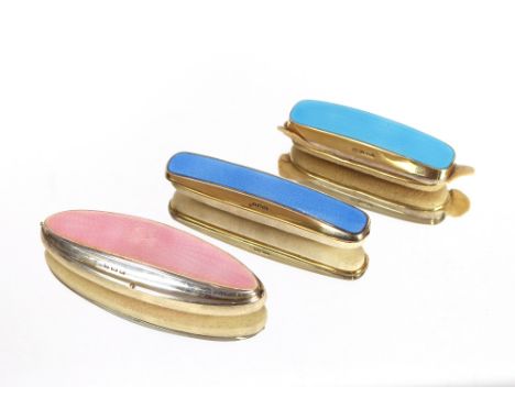 Three silver and enamel&nbsp;decorated nail manicure buffs