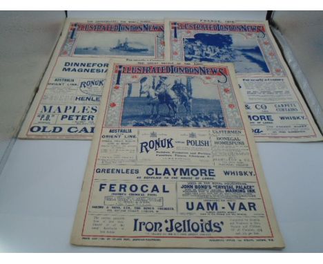 3 copies of 'The illustrated London News' all First World War  October 1914, and two from 1915 (June and August) all in very 