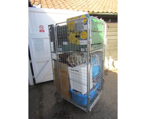 Stillage containing china, glass, DVDs and vintage camera etc 