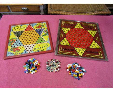 2 Vintage Chinese checkers boards with marbles 