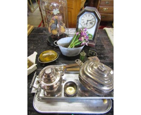 Collectors lot to inc travel alarm clock, dome, plateware etc