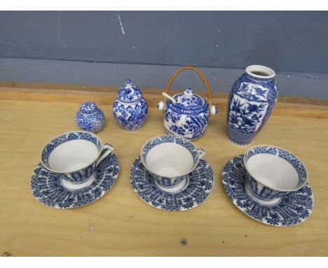 Chinese cups and saucers and ginger jars etc 