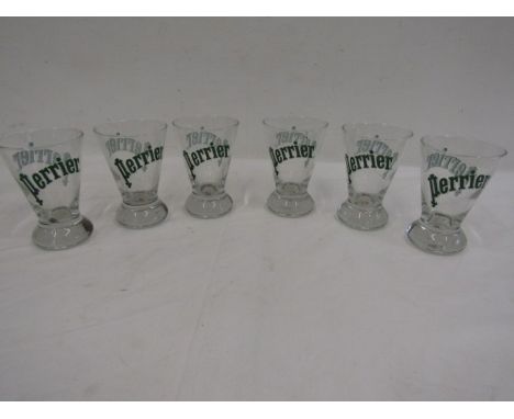6 vintage Perrier glasses