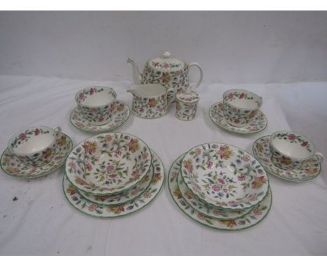 Minton 'Haddon Hall' tea for 2 comprising teapot, sugar bowl, milk jug, 2 coffee cups and saucers, 2 tea cups and saucers, 2 
