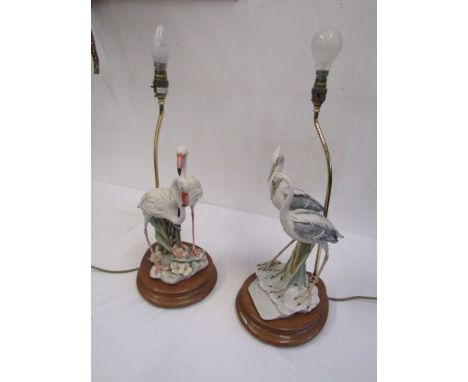 Pair of ceramic Stork table lamps 