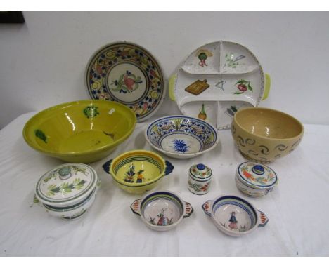 H Quimper pottery and various studio pottery items