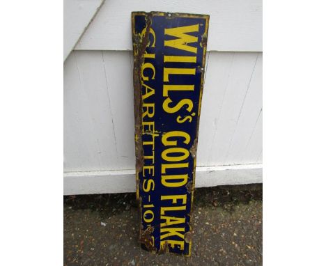 Vintage Will's Gold Flake cigarettes enamel sign 24cm x 91cm approx 