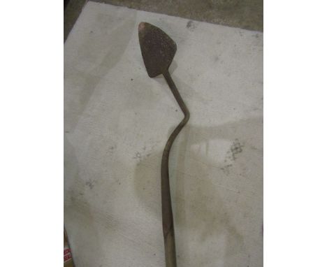 Vintage peat spade and Garden tools with metal bird