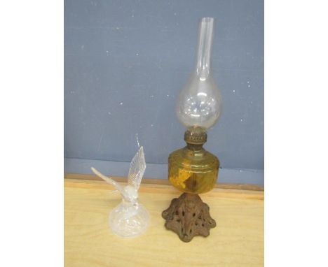 Oil lamp and glass Eagle figure 