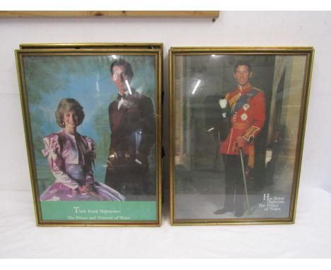 4 Royal prints- (King) 'Prince Charles' and Diana and the 'prince' alone one has glass broken 2 of each print in matching gil