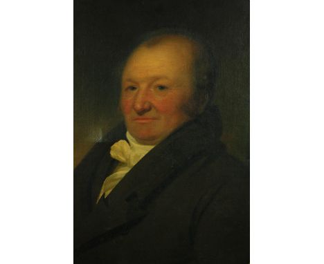 An early 19th century English school portrait of a gentleman, the reverse bearing a later label, naming the sitter as 'Riddel