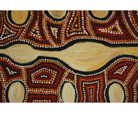 Aboriginal art, acrylic abstract study, framed and glazed. H.60 W.67cm. 