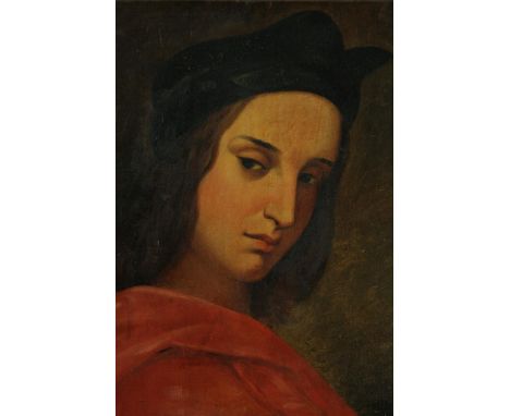 A Renaissance style oil on board, portrait of a woman, possibly 19th century. H.38 W.32cm. 