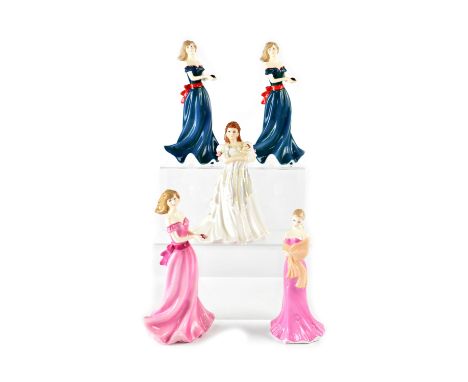Five Royal Worcester figures comprising two 'Birthstone Crystal Aries' figures, 'Birthstone Crystal Cancer', 'Special Day New