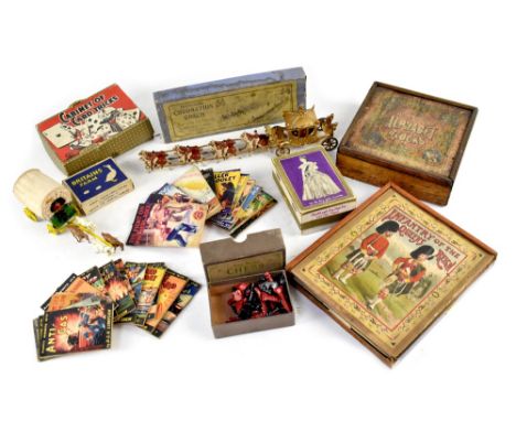Various vintage toys to include a Frederick Warne & Co six-piece double-sided jigsaw depicting military scenes, titled to the