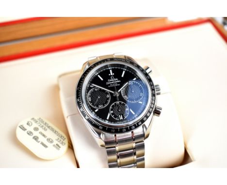 Omega; a gentlemen's Speedmaster Racing 40mm Co-Axial Chronometer wristwatch, the black dial set with baton numerals, with th