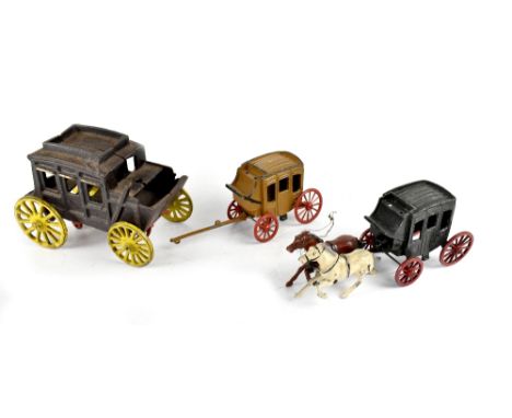 A vintage Johillco miniature cast metal stage coach, 'Correct Model of a Wild West Stage Coach', in original box, complete wi