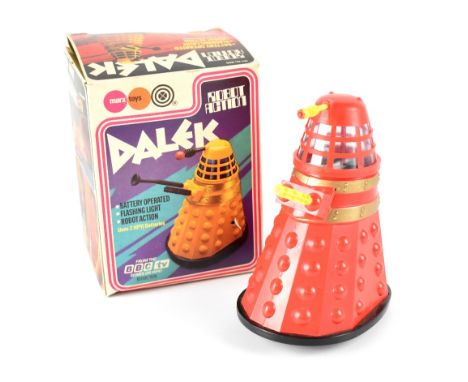 A boxed Marx Toys 'Robot Action Dalek', battery operated with flashing light and robot action, from the BBC TV series 'Doctor