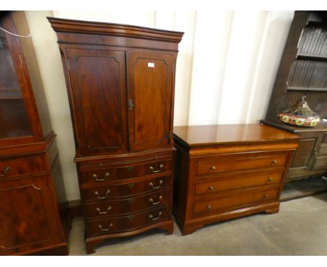 A French style hardwood commode and a mahogany cocktail cabinet 