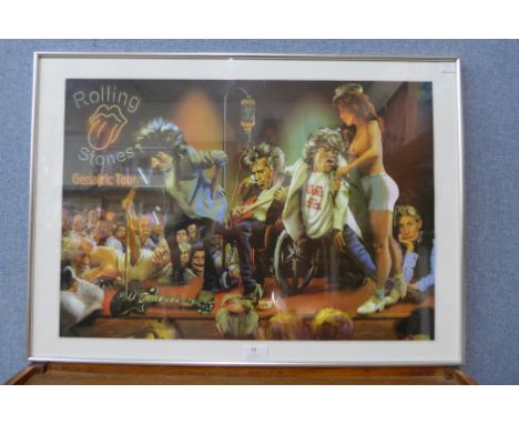 A Rolling Stones print, framed 
