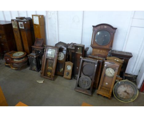 A large quantity of wall clock/dwarf longcase clock cases 