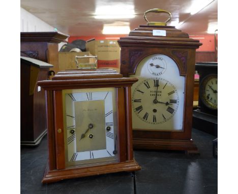 A Kleiser walnut bracket clock and a Franz Hermle &amp; Sohn walnut mantel clock 