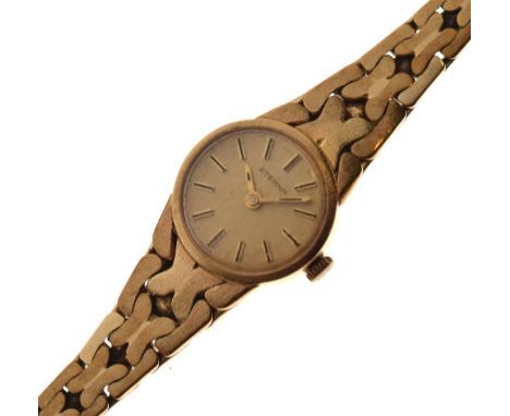 Lady's Eterna 9ct gold cased wristwatch with conforming bracelet, 28g approx gross   Condition: 