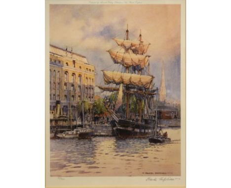 Frank Shipsides - Signed limited edition print - Waterfront, No.689/850, signed and numbered in pencil, 36.5cm x 27cm, framed