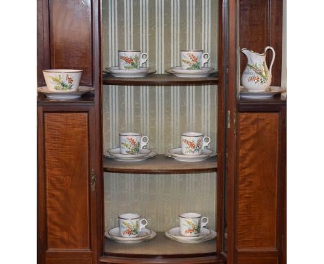 19th Century porcelain six person tea service having painted botanic decoration   Condition: 