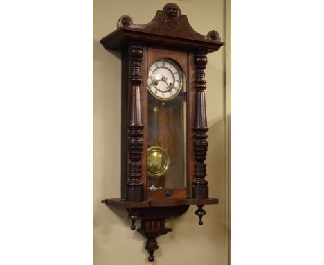 Late 19th/early 20th Century walnut and beech cased Vienna style wall clock   Condition: 
