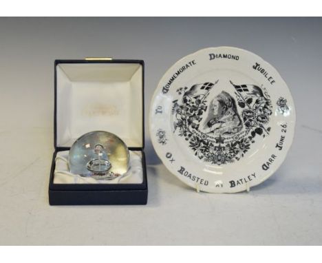 Caithness limited edition glass paperweight - Snow Flower No.90/3000, boxed, together with an Adams & Co black and white tran