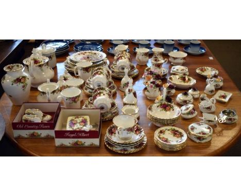 Royal Albert Old Country Roses pattern six person tea service together with a quantity of matching ornaments and other items 