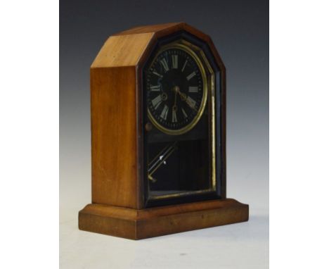 Late 19th/early 20th Century walnut cased mantel clock, the black and silvered dial with Roman numerals   Condition: 