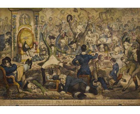 Two 19th Century caricature engravings - The First Day Of Term!, 20cm x 31cm and The Union Club, 28cm x 43cm, together with a