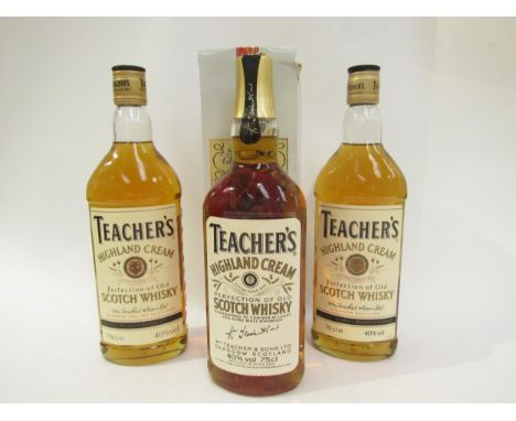 Teachers Highland Cream Scotch Whiskey, 70cl x 2, 75cl boxed x 1 (3) 