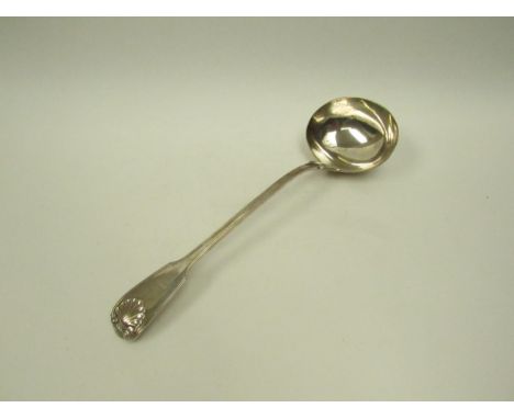 A Chawner &amp; Co (George William Adams) silver soup ladle, shell relief to terminal and bowl, London 1857, 300g 
