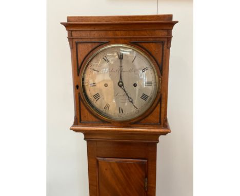 A Regency mahogany long case clock of small proportions by Robert Chandler of London, twin weight driven movement with rack a