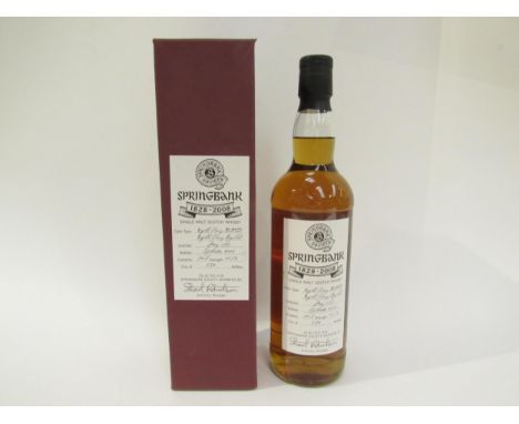 Springbank 180 Year Anniversary Society Single Malt Scotch Whisky, distilled May 1997, bottled Sep 2008, matured in re- fille