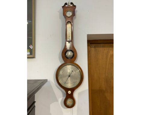 A 19th Century F.Bamasconi of Newcastle banjo barometer with thermometer and level, ivory license submission reference 58BL5C