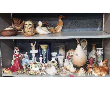 A mixed lot of ceramic models and ornaments to include Coalport ladies of fashion Jenny, Royal Doulton, Franz, Wade model tur
