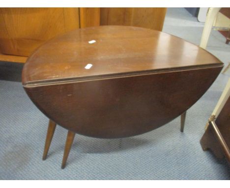 A mid 20th century retro Ercol model 308 elm and beech stained half moon drop flap coffee table, 40cm h x 60cm wLocation: 