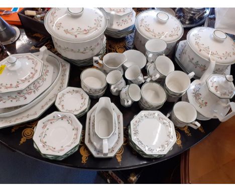 A 1980's/1990's Johnson Brothers dinner service with ribbon and pink floral design, along with an Adams Country Meadow part t