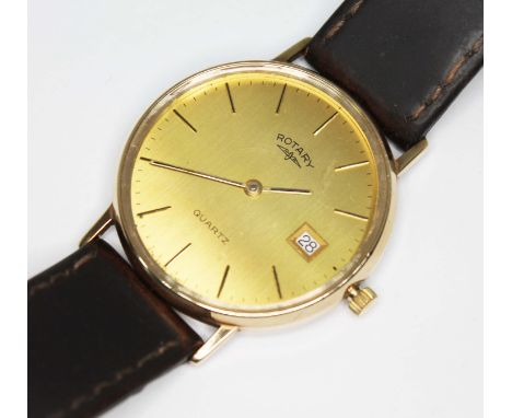 A gent's 9ct gold Rotary quartz wristwatch, case diameter 33mm.  