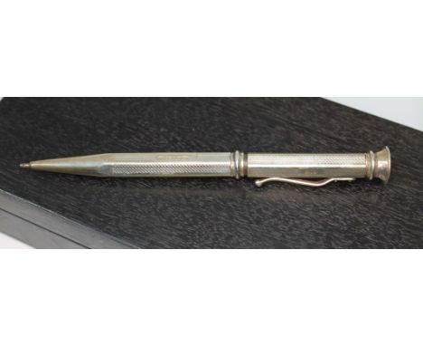 A modern Yard-O-Led hallmarked silver ball point pen with box.&nbsp;Condition - requires new cartridge and as such not tested